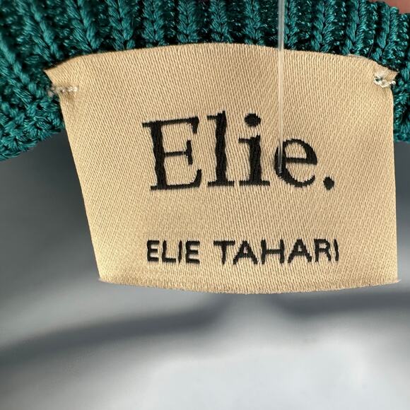 Elie Tahari Pullover Sweater WMNS S Dark Team Textured Ribbed Knit Short Sleeve - Picture 9 of 13